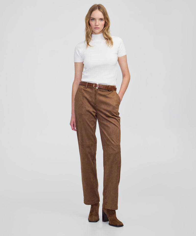 Ipekyol Croc-Effect Straight-Leg Trousers Rust