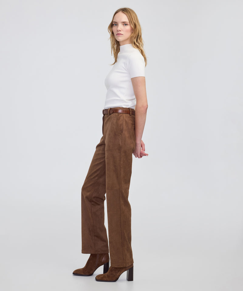 Ipekyol Croc-Effect Straight-Leg Trousers Rust