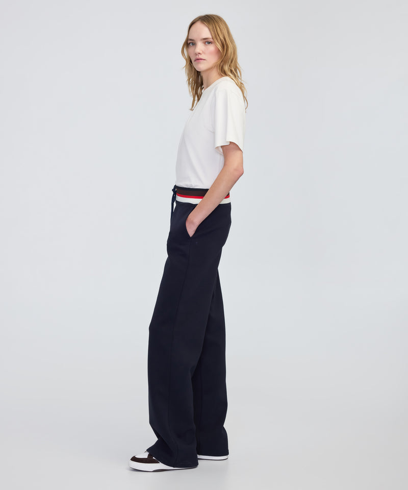 Ipekyol Contrast Waist Wide-Leg Trousers Navy