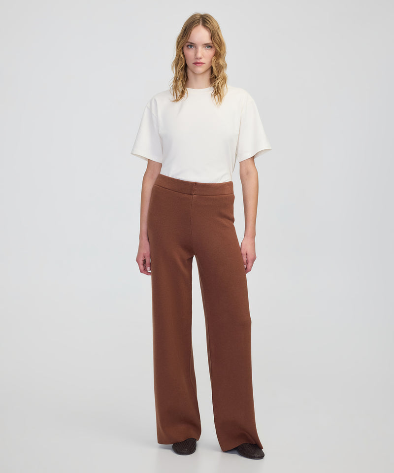 Ipekyol Wide Leg Fit Knit Trousers Caramel