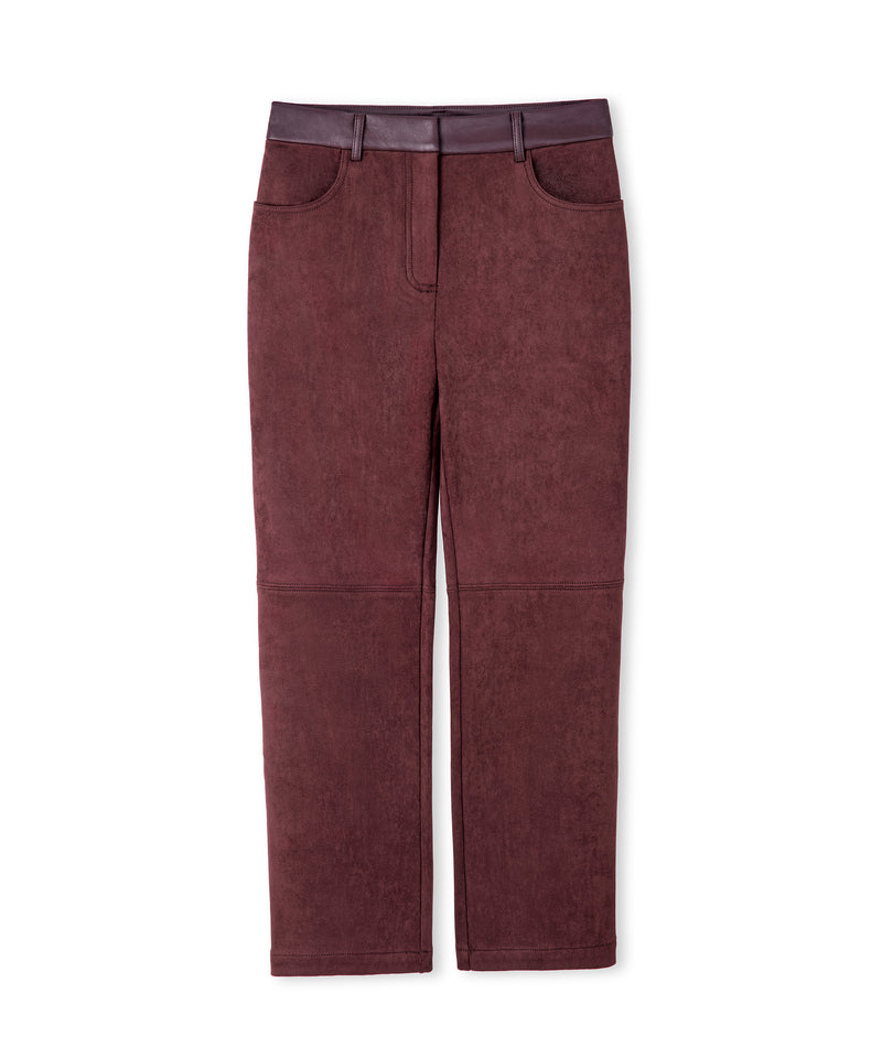 Ipekyol Suede-Effect Straight-Leg Trousers Dark Purple