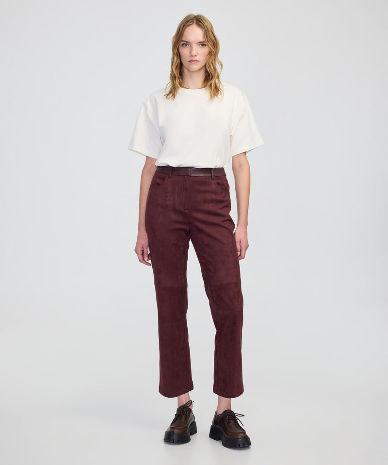 Ipekyol Suede-Effect Straight-Leg Trousers Dark Purple