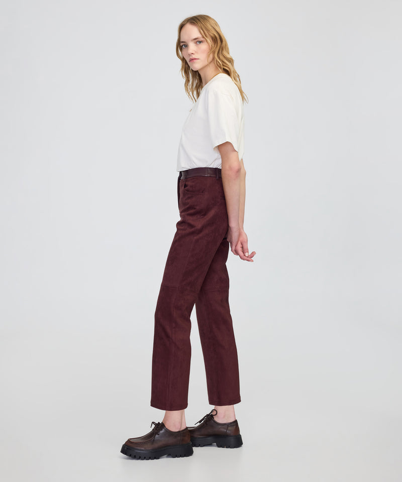 Ipekyol Suede-Effect Straight-Leg Trousers Dark Purple