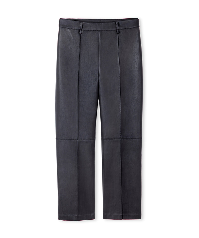 Ipekyol Leather-Effect Straight-Leg Trousers Black