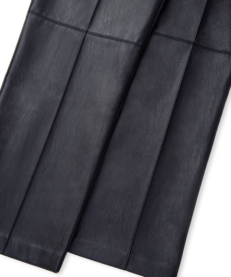 Ipekyol Leather-Effect Straight-Leg Trousers Black