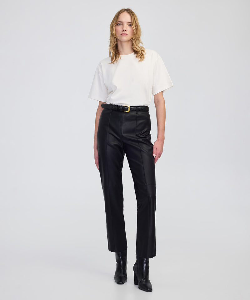Ipekyol Leather-Effect Straight-Leg Trousers Black
