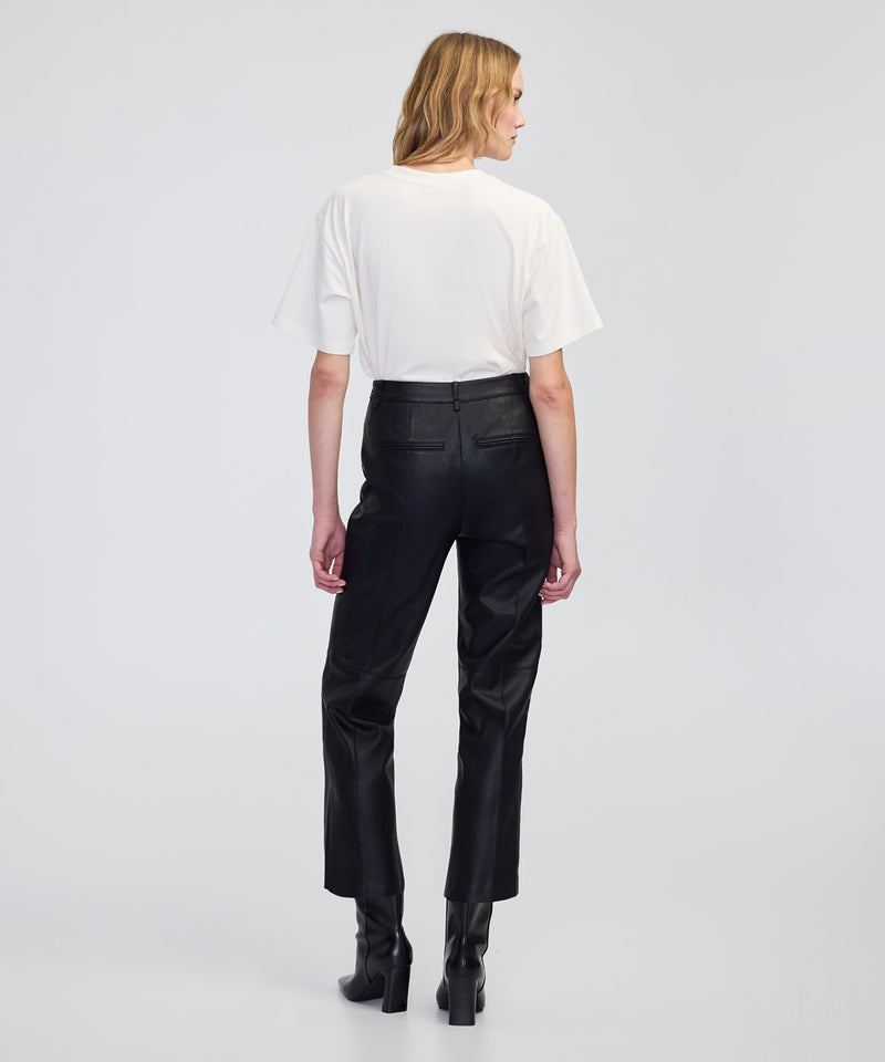 Ipekyol Leather-Effect Straight-Leg Trousers Black