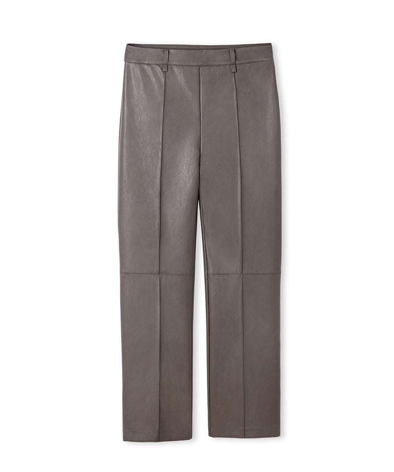 Ipekyol Leather-Effect Straight-Leg Trousers Brown