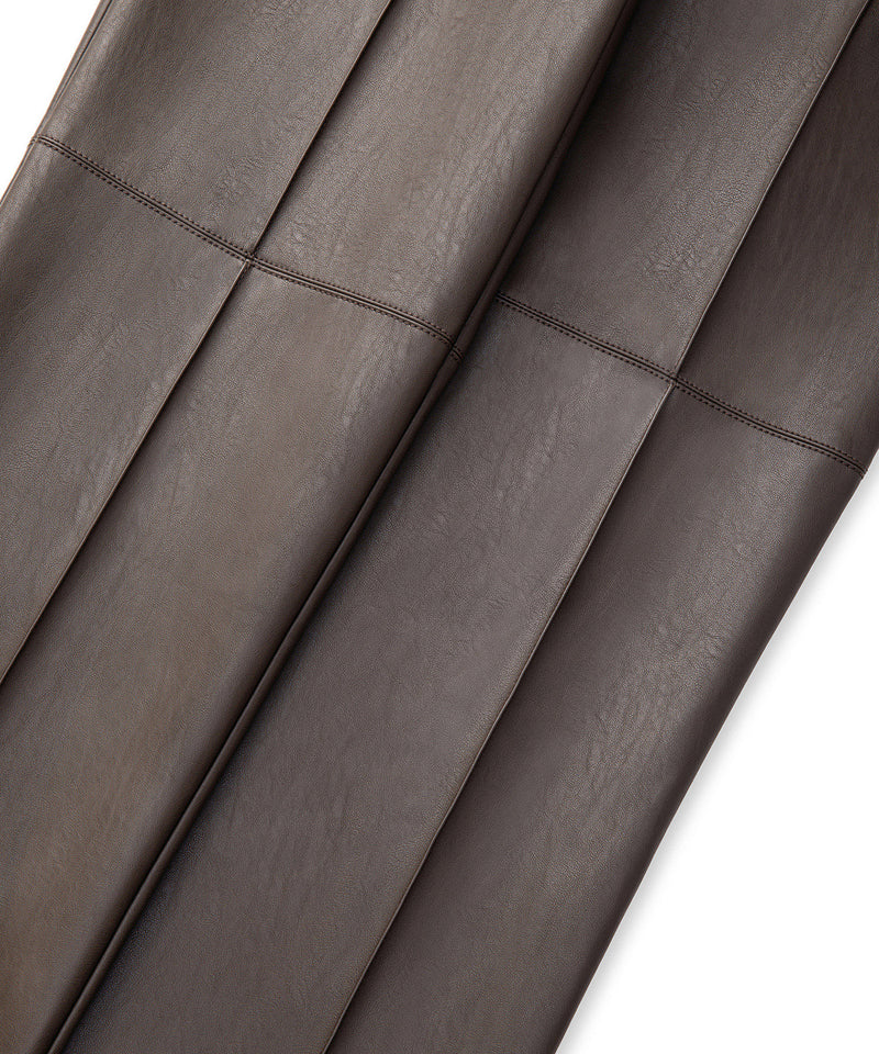 Ipekyol Leather-Effect Straight-Leg Trousers Brown