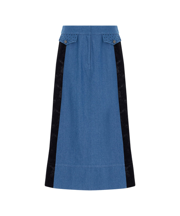 Ipekyol Mixed Color-Block Skirt  Blue