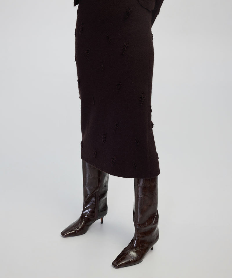 Ipekyol Distressed-Effect Midi Skirt Brown