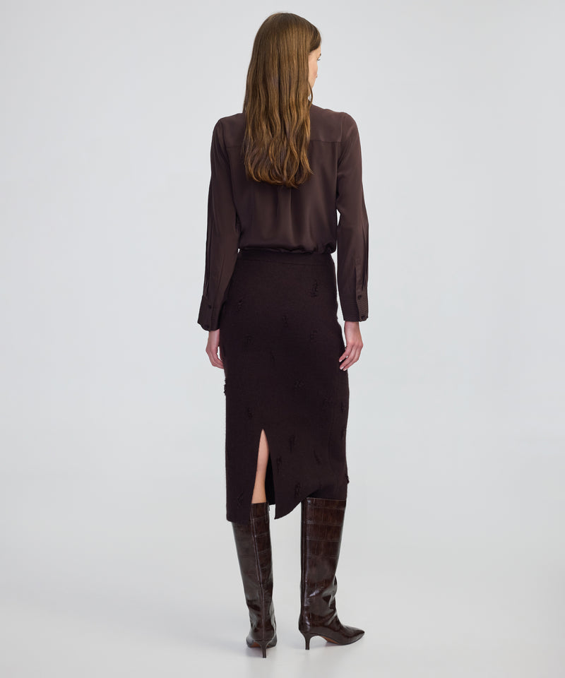 Ipekyol Distressed-Effect Midi Skirt Brown