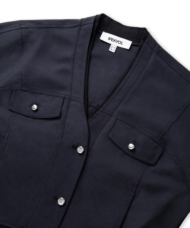 Ipekyol Mixed Media Bomber Jacket Navy