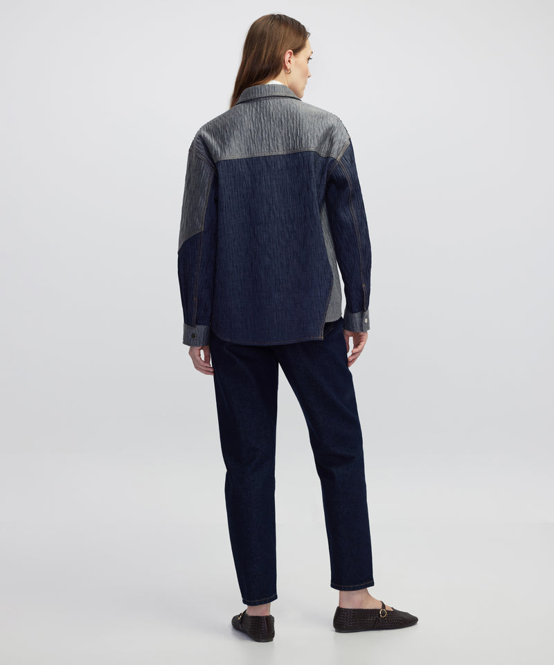 Ipekyol Color-Block Crushed Textured Jacket Dark Blue