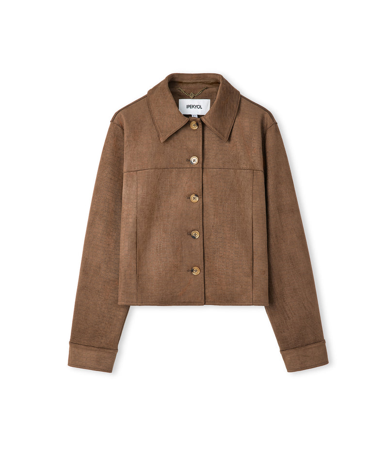 Ipekyol Crocodile-Looking Jacket Rust