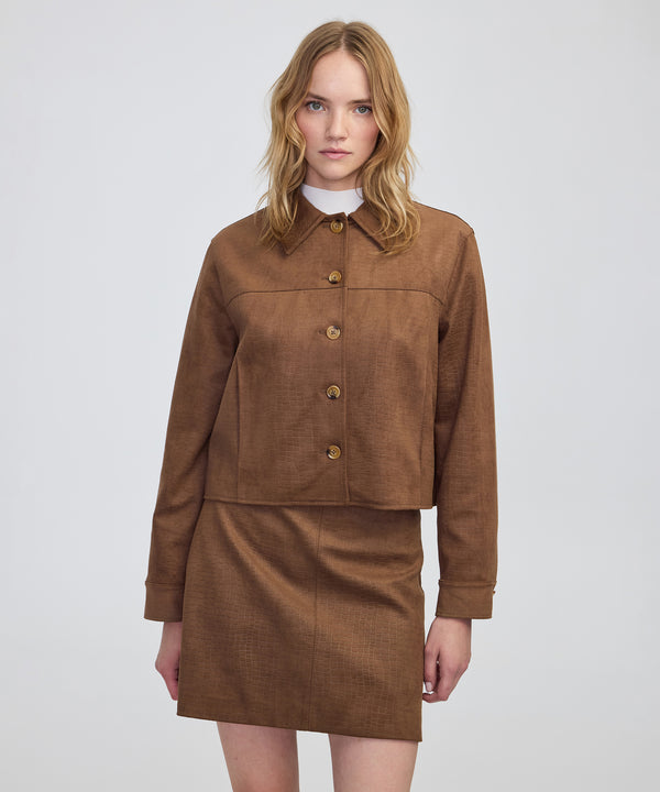 Ipekyol Crocodile-Looking Jacket Rust