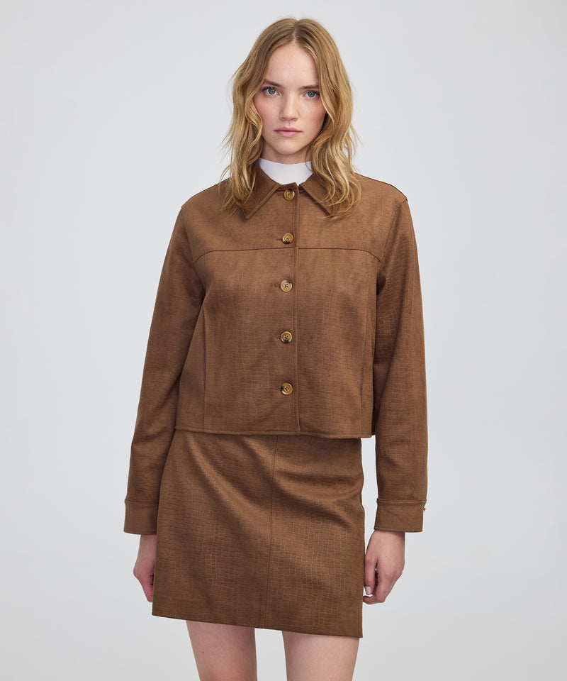 Ipekyol Crocodile-Looking Jacket Rust