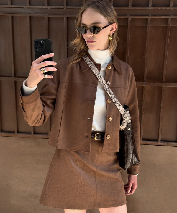 Ipekyol Crocodile-Looking Jacket Rust