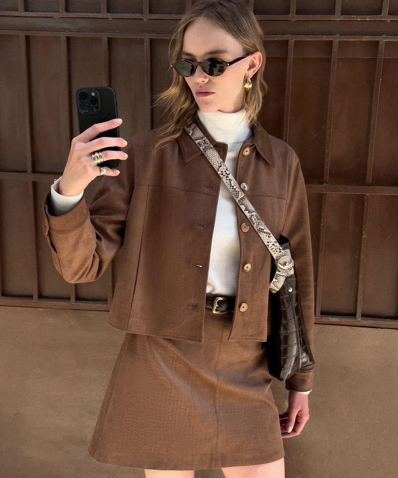 Ipekyol Crocodile-Looking Jacket Rust