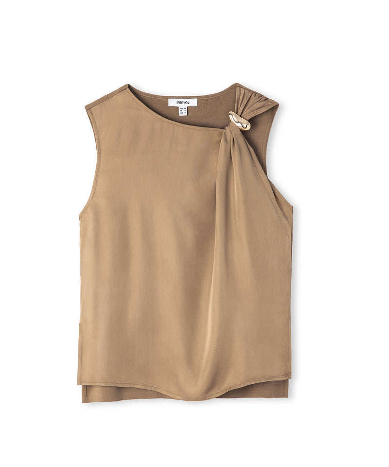 Ipekyol Mixed Blouse With Buckle Natural