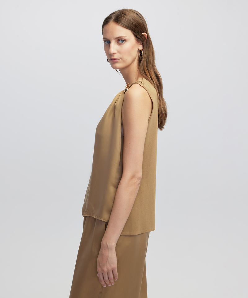 Ipekyol Mixed Blouse With Buckle Natural