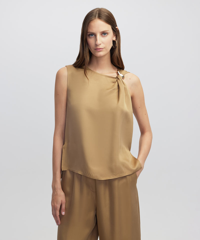 Ipekyol Mixed Blouse With Buckle Natural