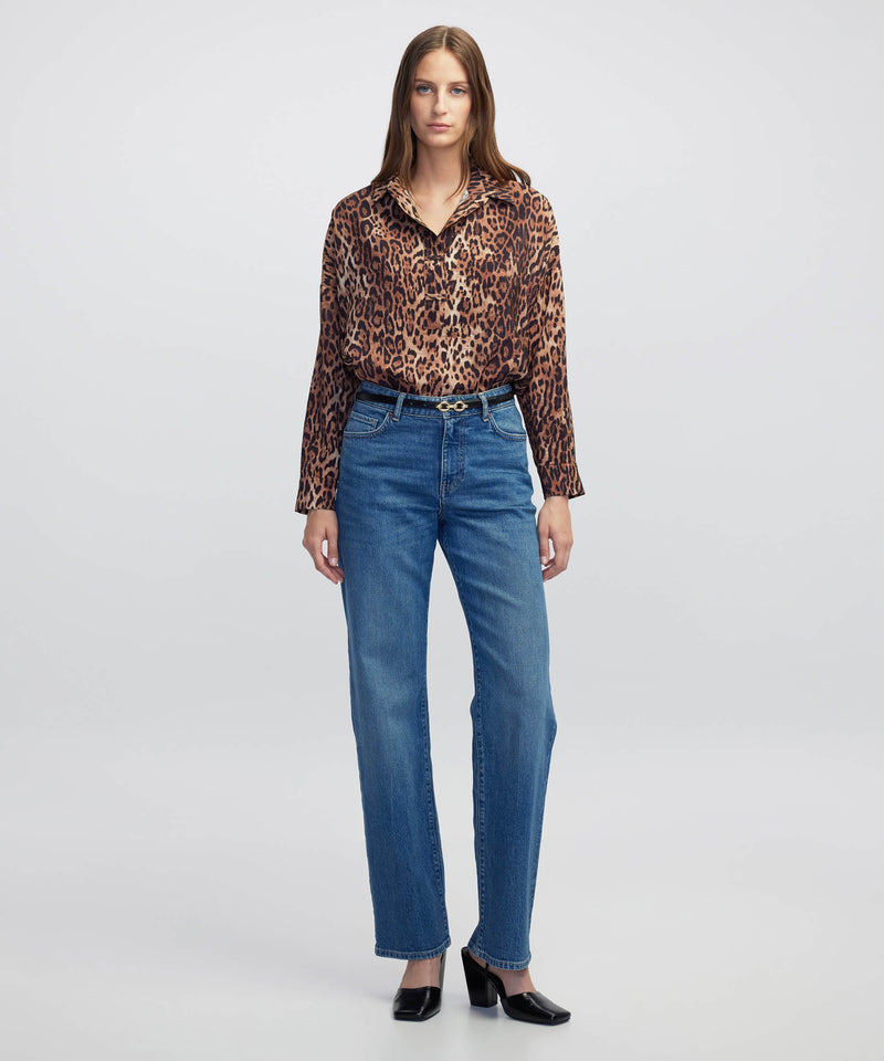 Ipekyol Animal Print Blouse Camel