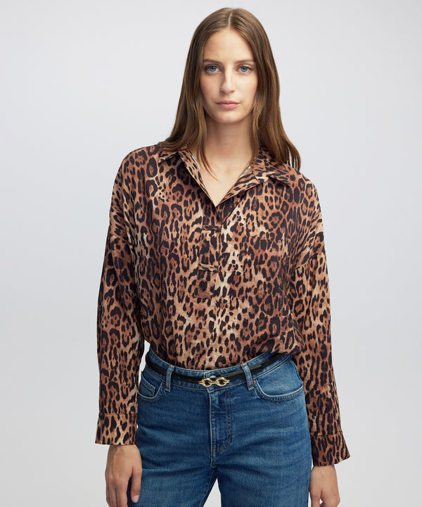 Ipekyol Animal Print Blouse Camel