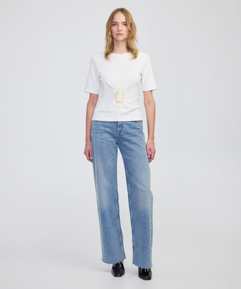 Ipekyol Short Sleeve Blouse With Buckle Ecru