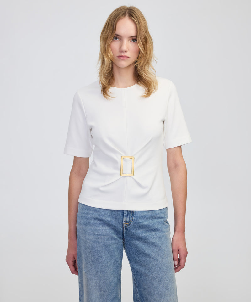 Ipekyol Short Sleeve Blouse With Buckle Ecru