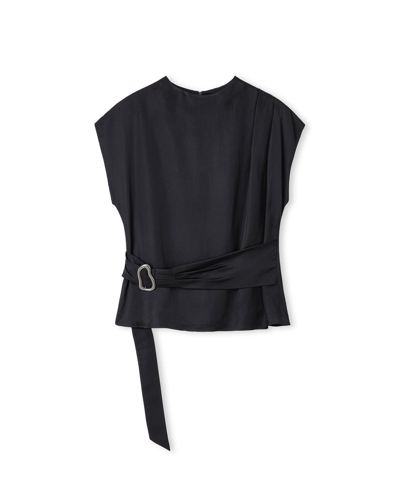 Ipekyol Satin-Effect Belted Blouse Black