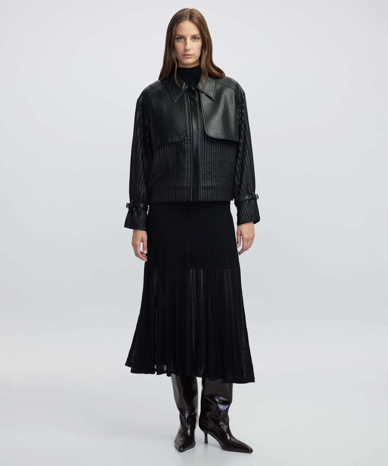 Ipekyol Contrast Textured Coat Black