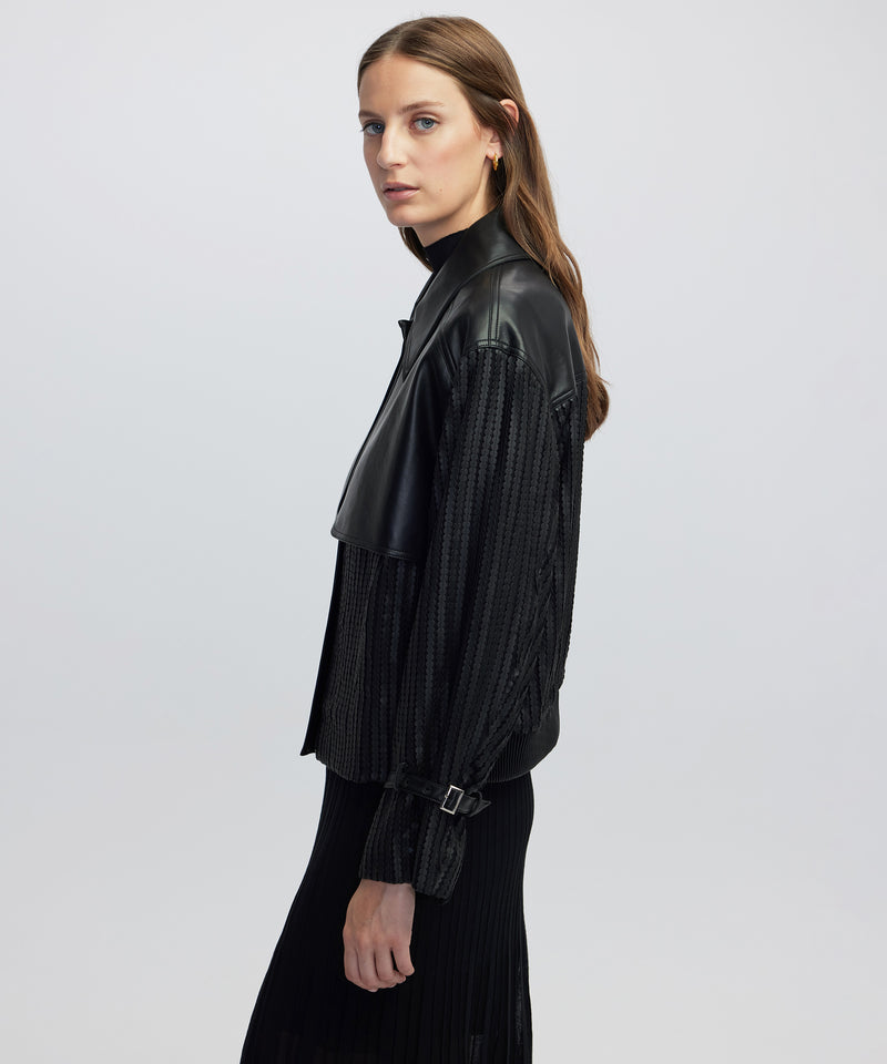 Ipekyol Contrast Textured Coat Black