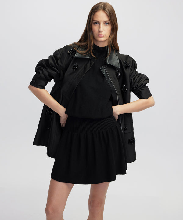 Ipekyol Floral Embellished Coat Black