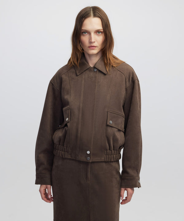 Ipekyol Suede-Effect Coat Brown