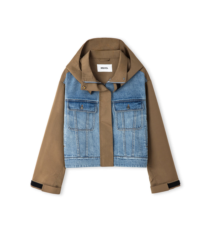 Ipekyol Contrast Hooded Coat Khaki
