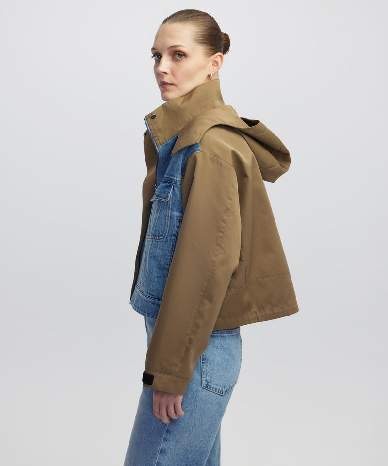 Ipekyol Contrast Hooded Coat Khaki