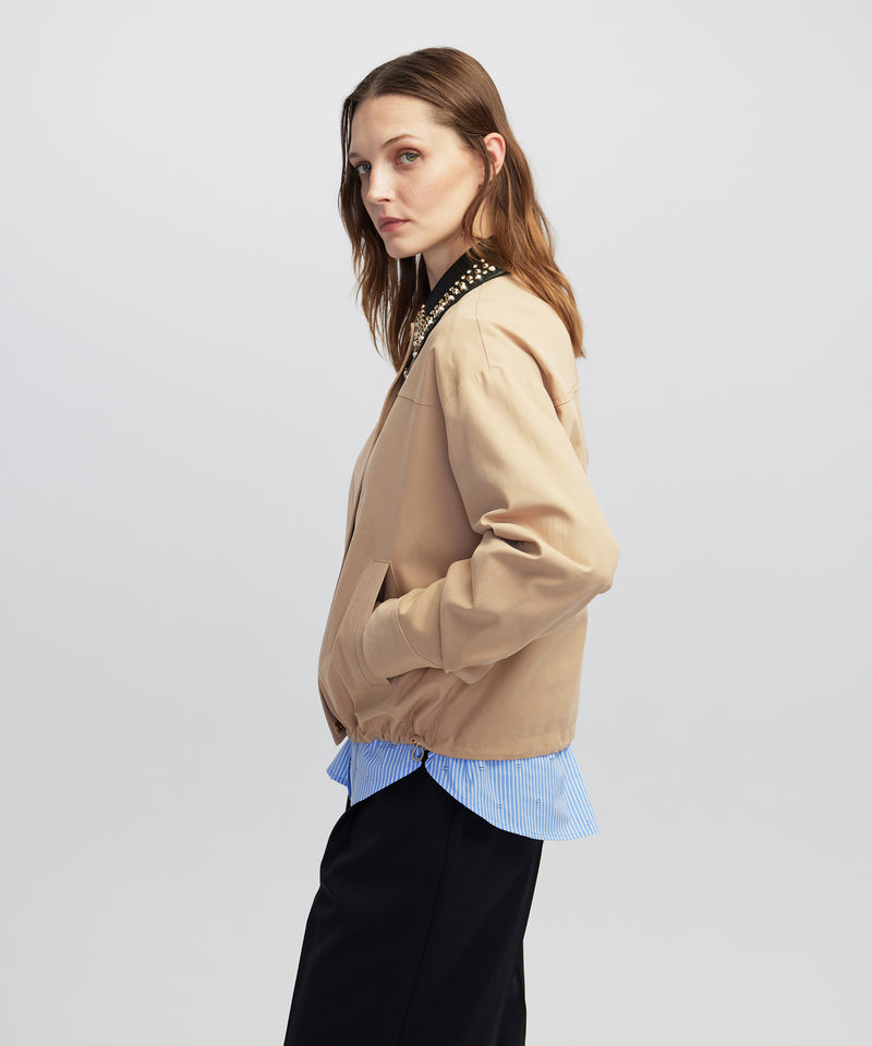 Ipekyol Contrast Collar Bomber Coat Natural