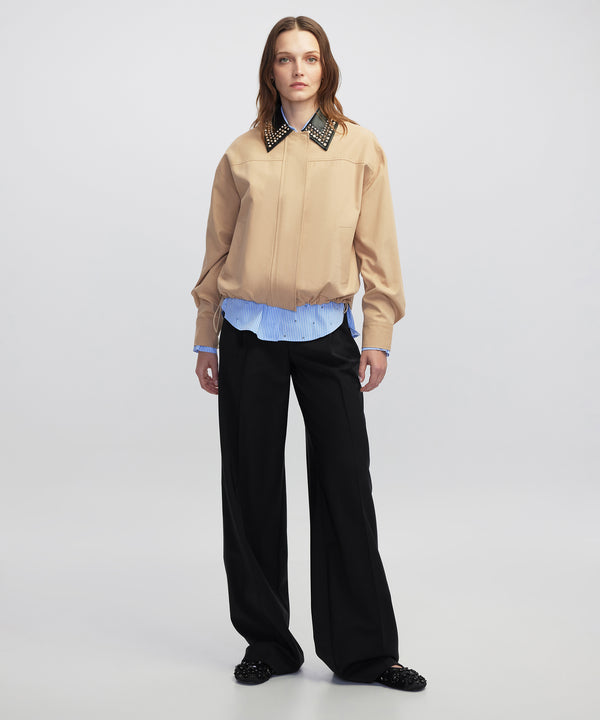 Ipekyol Contrast Collar Bomber Coat Natural