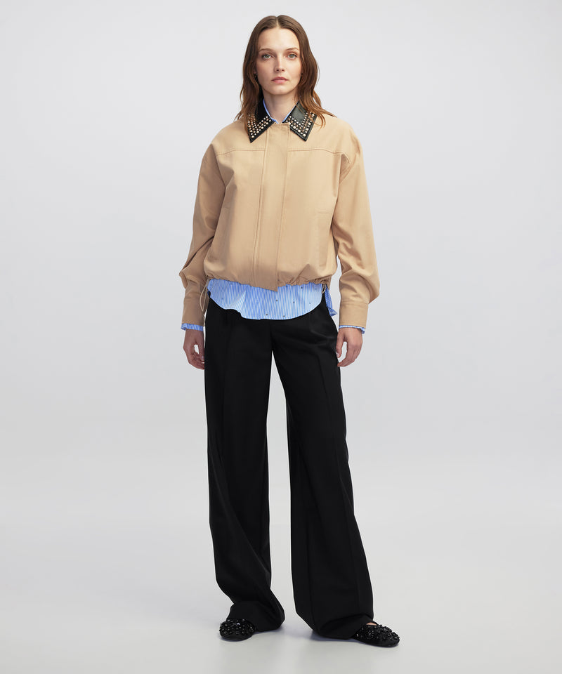 Ipekyol Contrast Collar Bomber Coat Natural