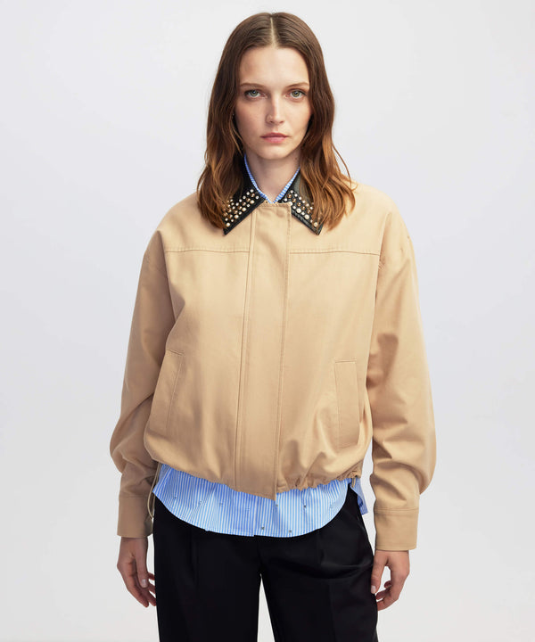Ipekyol Contrast Collar Bomber Coat Natural