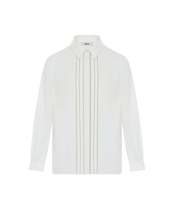 Ipekyol Shirt With Embellished Placket  Ecru