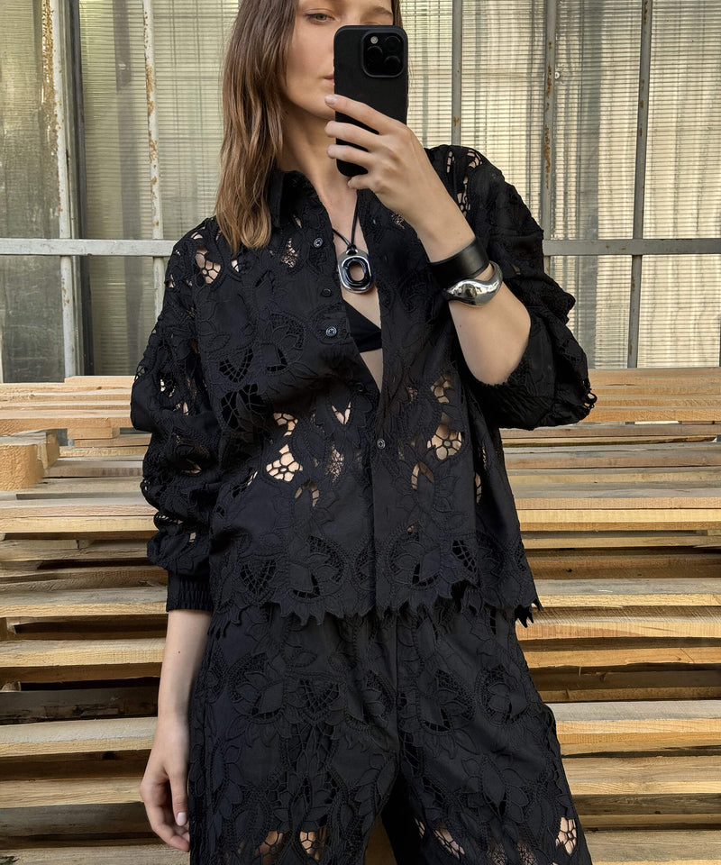 Ipekyol Broderie Anglaise Shirt Black
