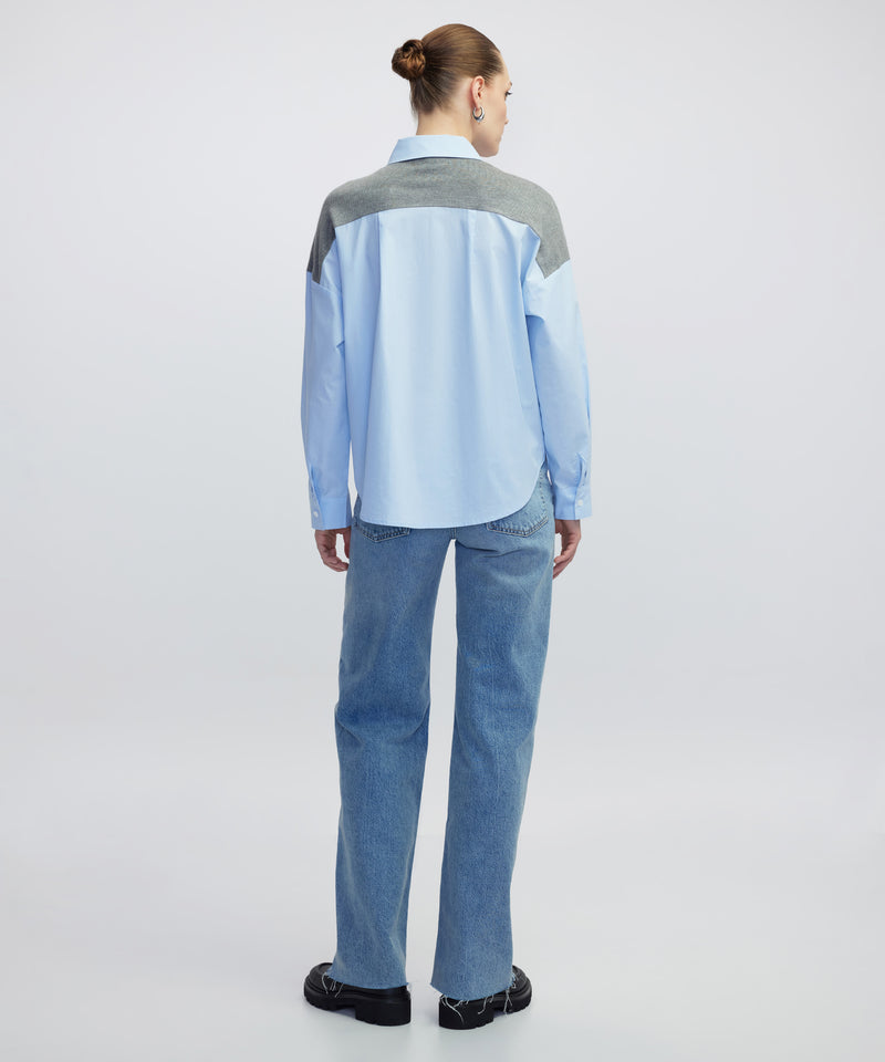 Ipekyol Embellished Mixed Media Shirt Blue