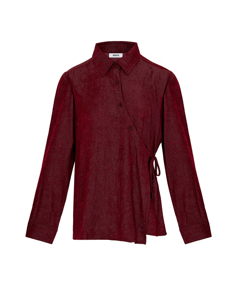 Ipekyol Asymmetric Tie Waist Shirt  Bordoux
