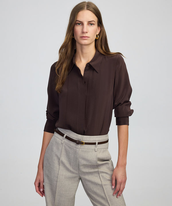 Ipekyol Silk Shirt With Pintucks Brown