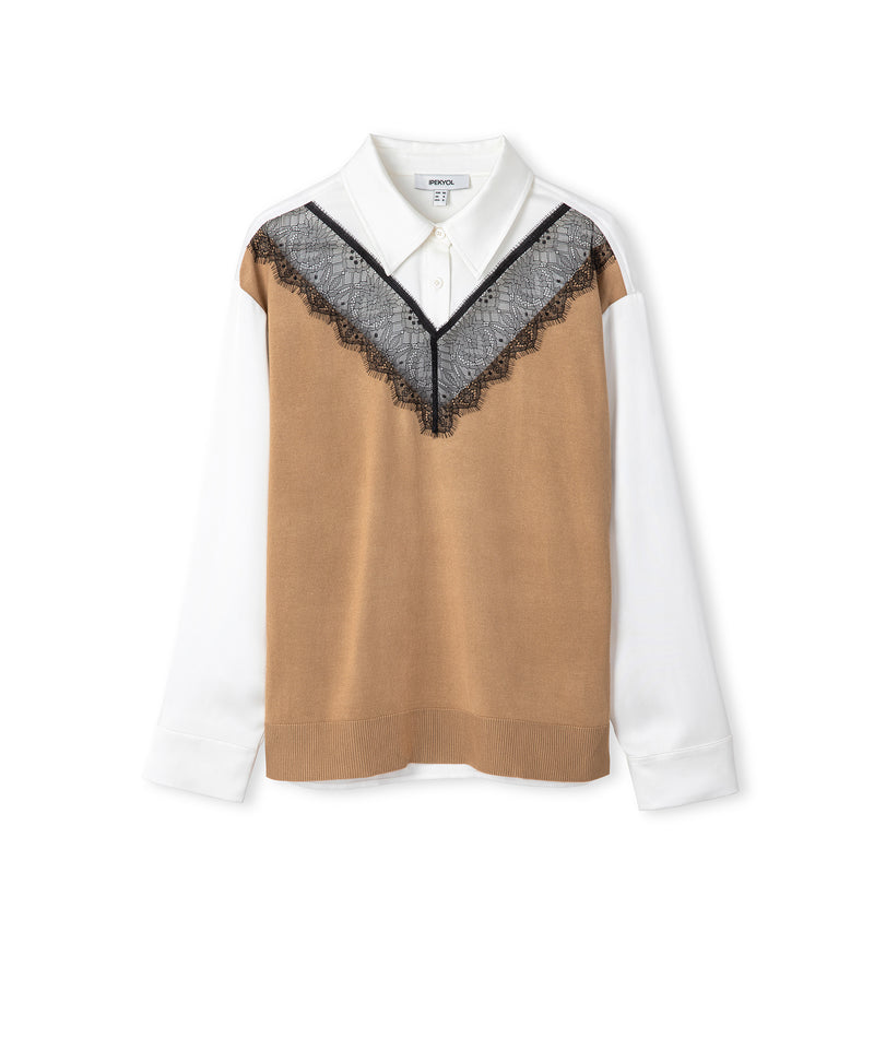 Ipekyol Mixed Color-Block Shirt Ecru