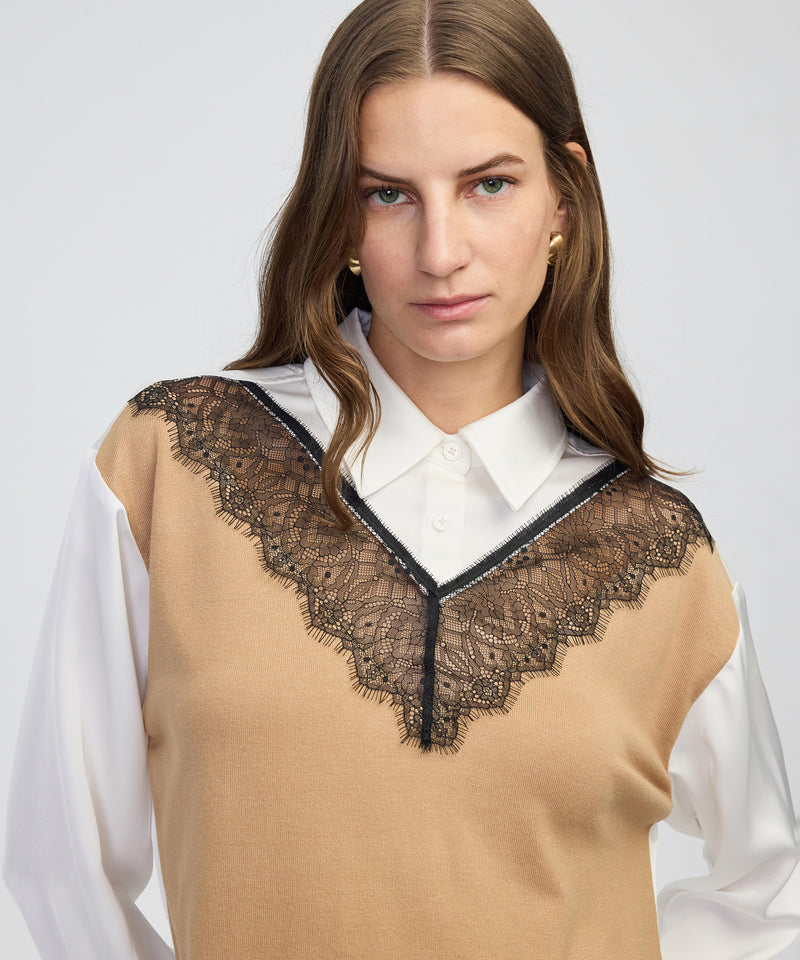 Ipekyol Mixed Color-Block Shirt Ecru