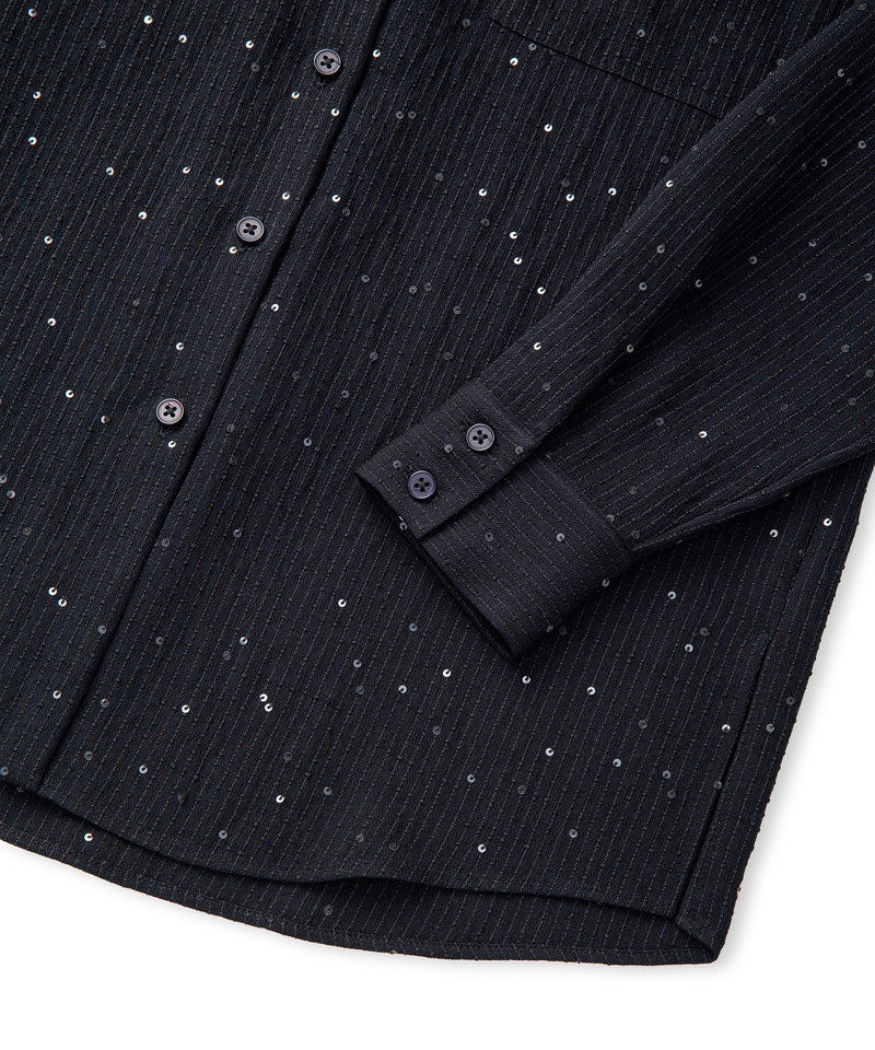 Ipekyol Sequin Embellished Striped Shirt Black