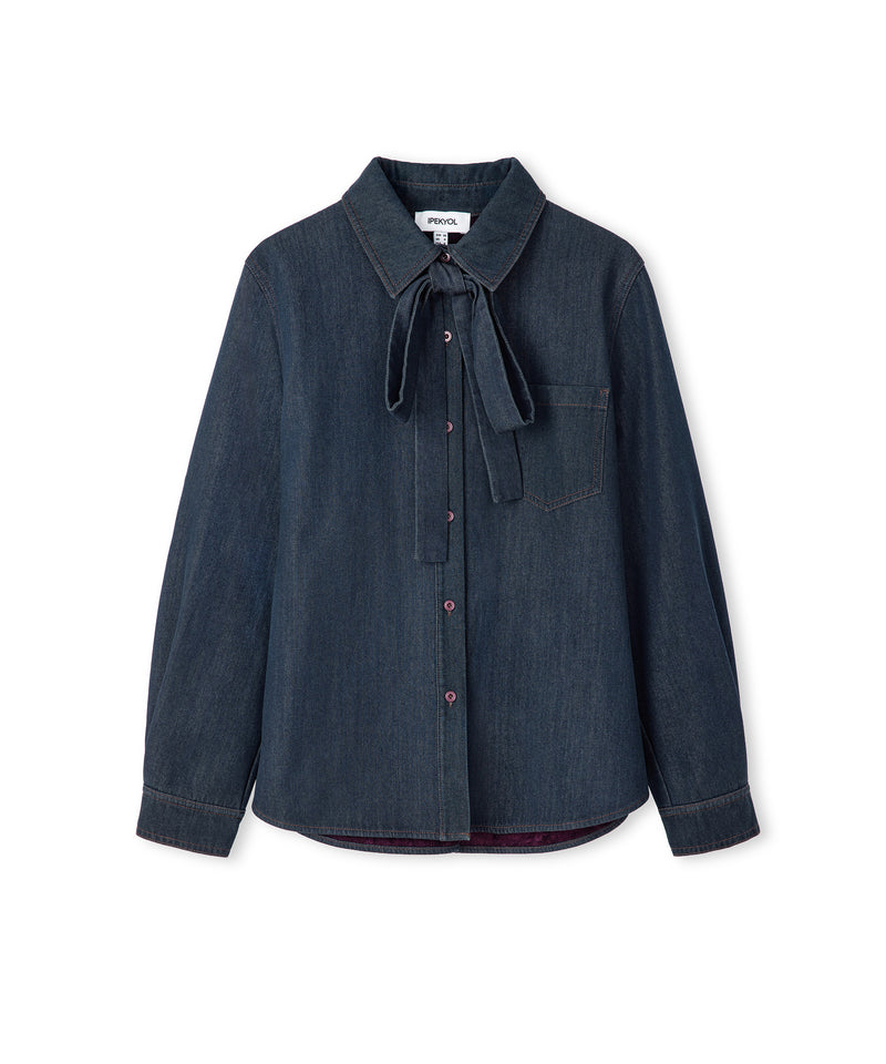 Ipekyol Tie-Neck Denim Shirt Indigo